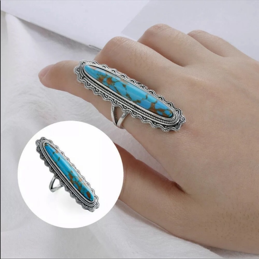 925 Silver & Turquoise Stone Ring - Picture 2 of 8
